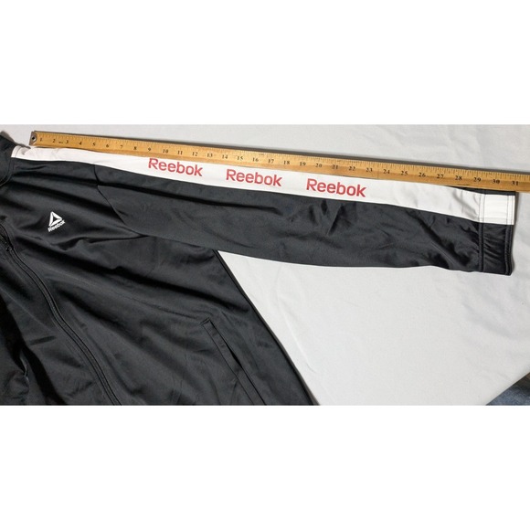REEBOK TRAINING ESSENTIALS Men Large Black Linear Logo Track Jacket NEW READ - Picture 11 of 16